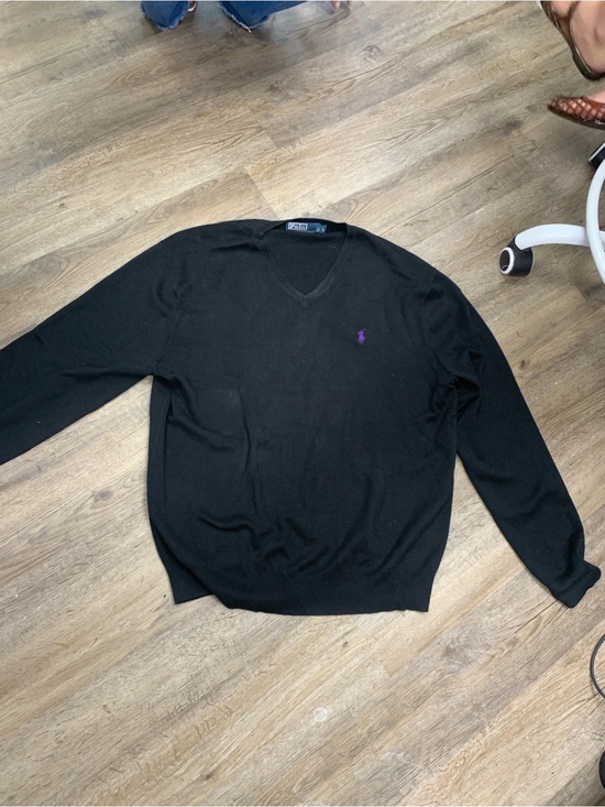 Ralph Lauren Other - Ralph Lauren Black V-Neck Sweater with Purple Pony Logo